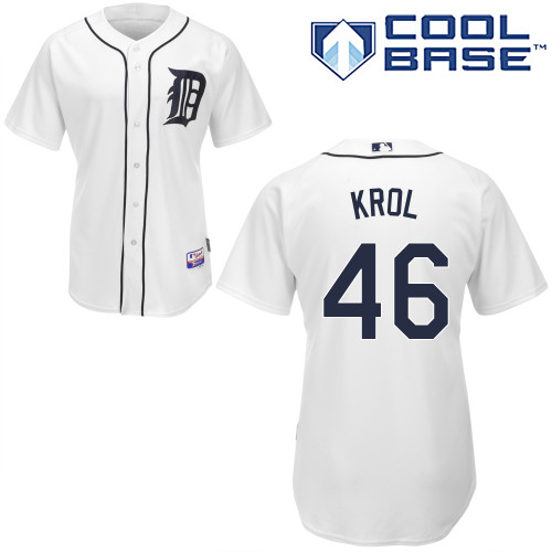 Ian Krol #46 MLB Jersey-Detroit Tigers Men's Authentic Home White Cool Base Baseball Jersey